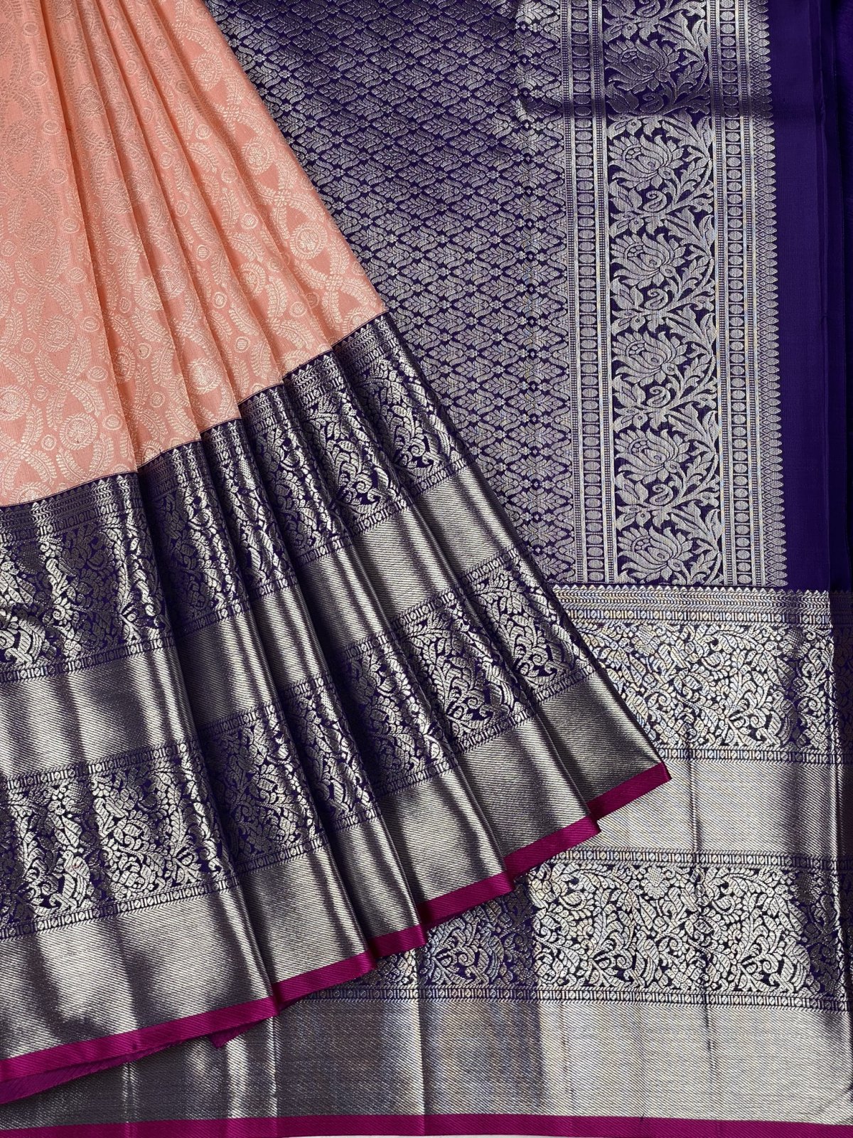 Peach Kanjeevaram Silk Saree Radiant Elegance for Every Celebration