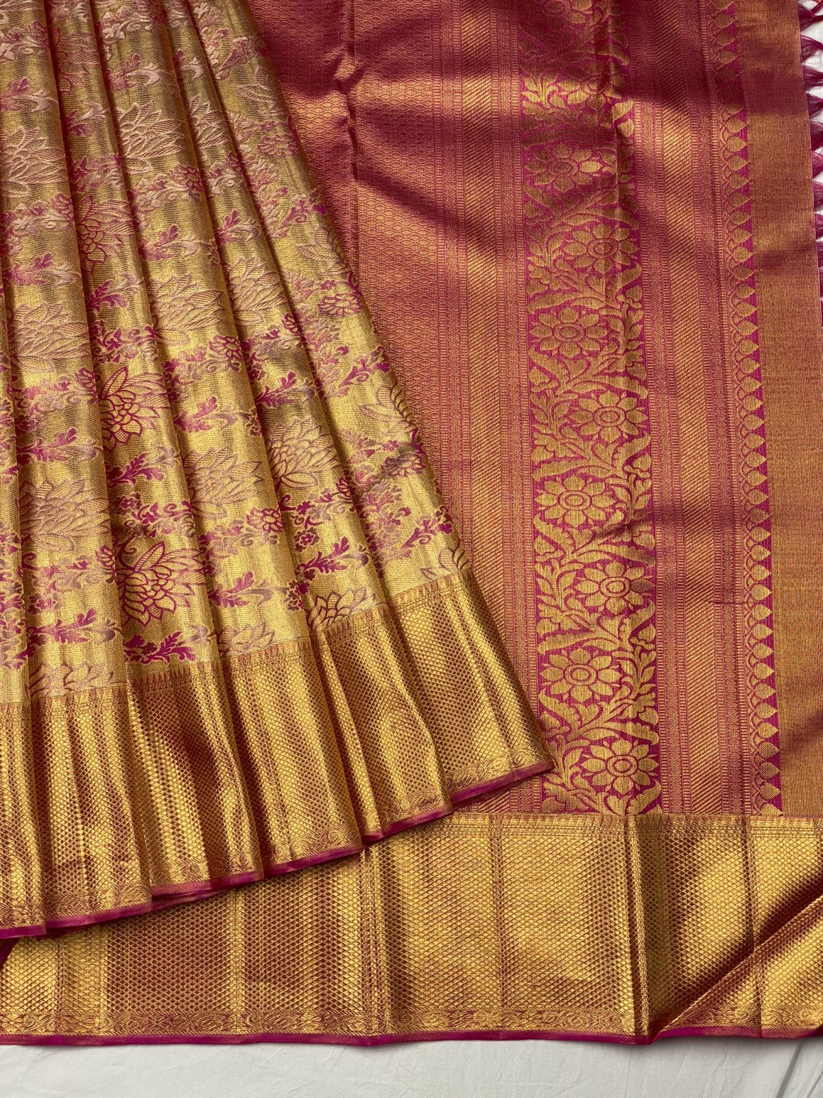 Pink Kanjeevaram Tissue Silk Saree
