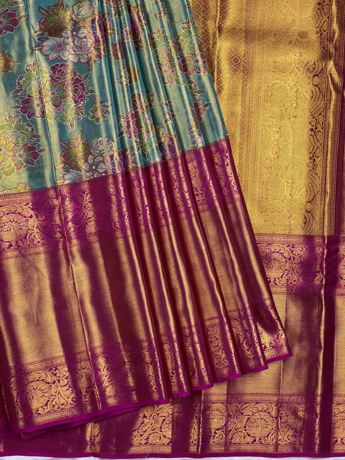 Blue Kanjeevaram Tissue Silk Saree