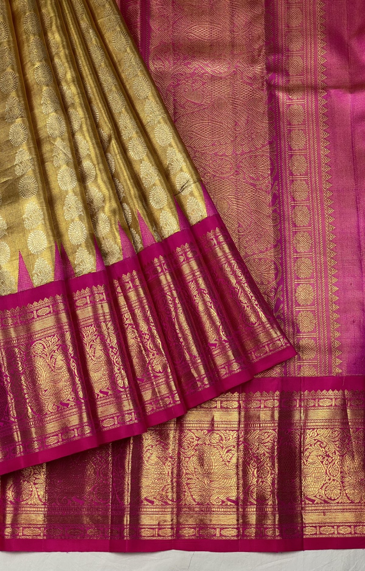 Gold Kanjeevaram Silk Tissue Saree