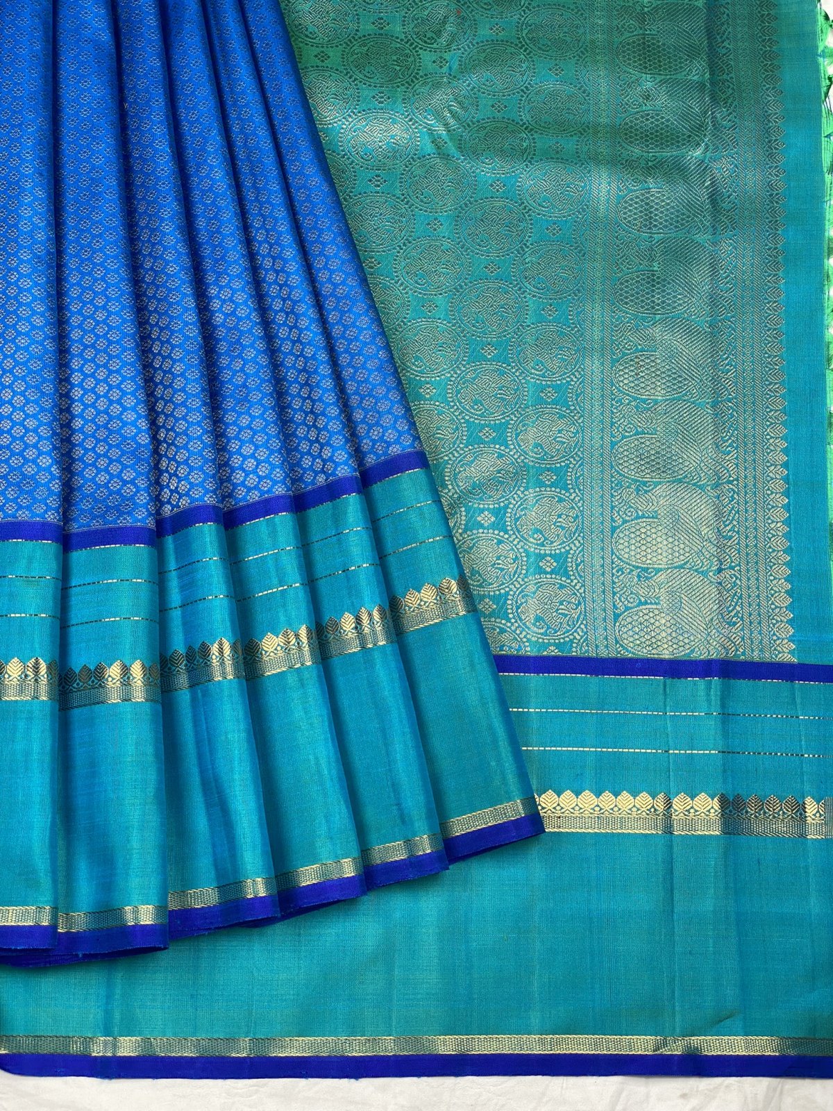 Sapphire Blue Kanjeevaram Silk Saree