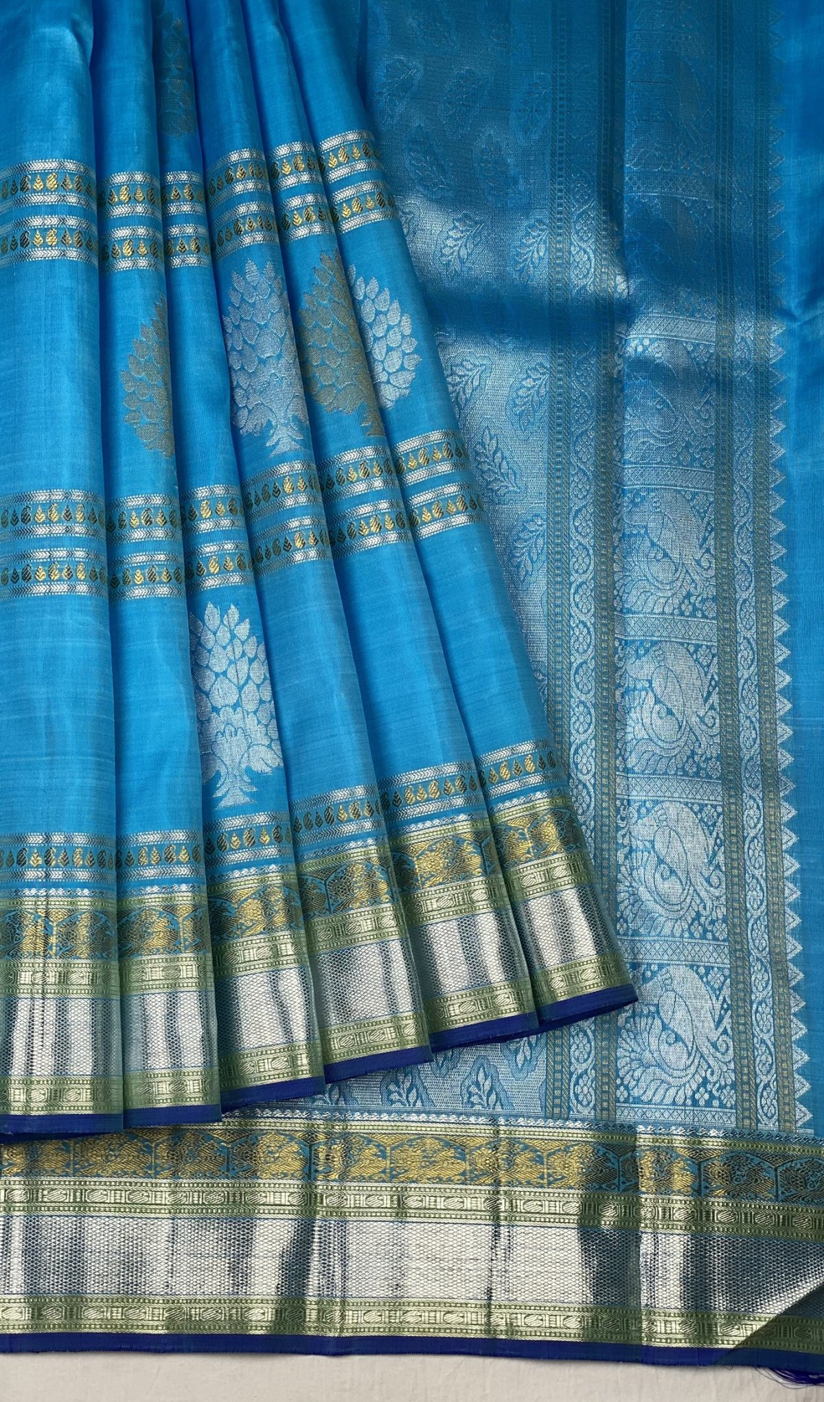 Sky Blue Kanjeevaram Silk Saree