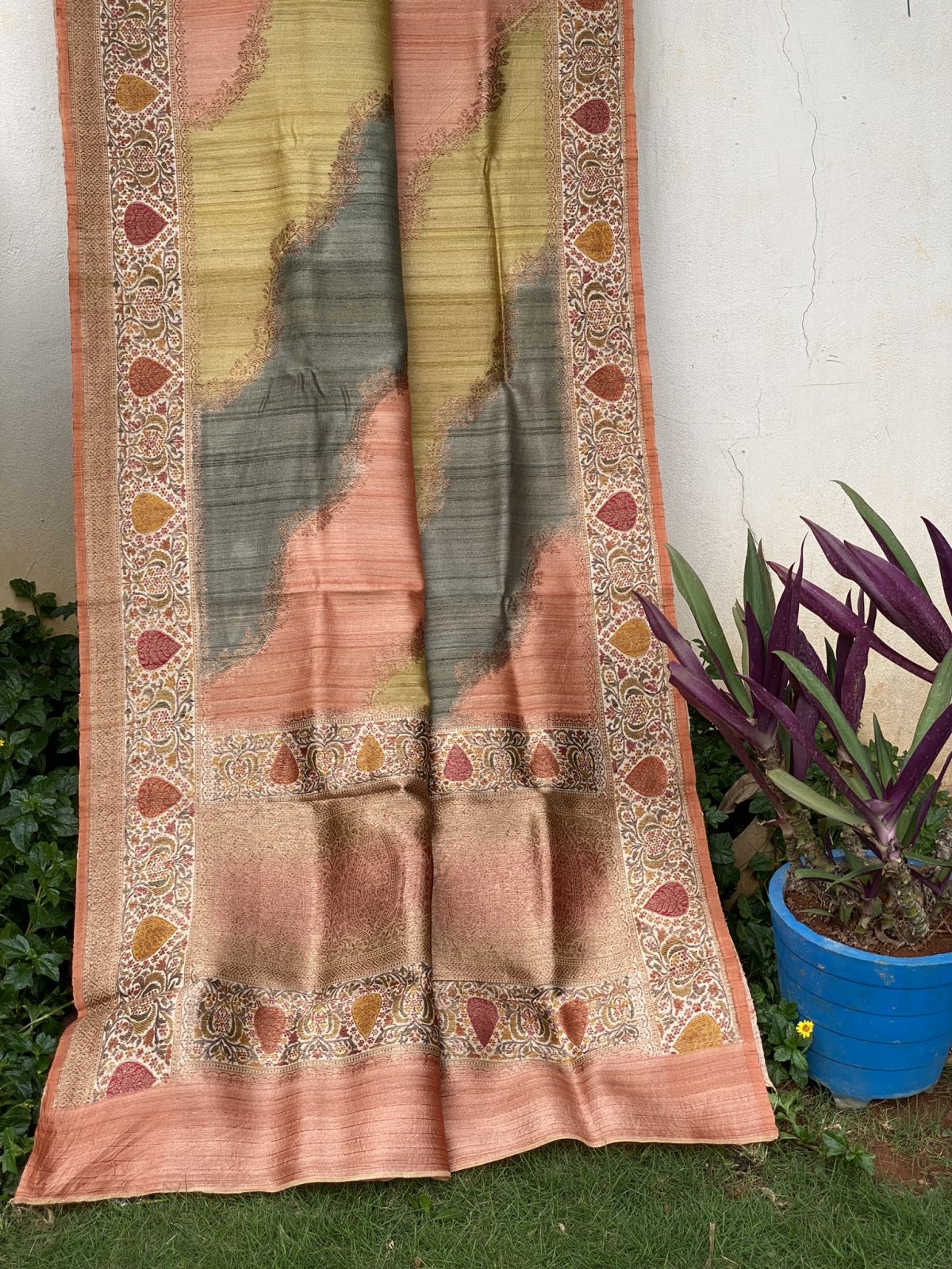 Multi Colored Tussar Silk Saree