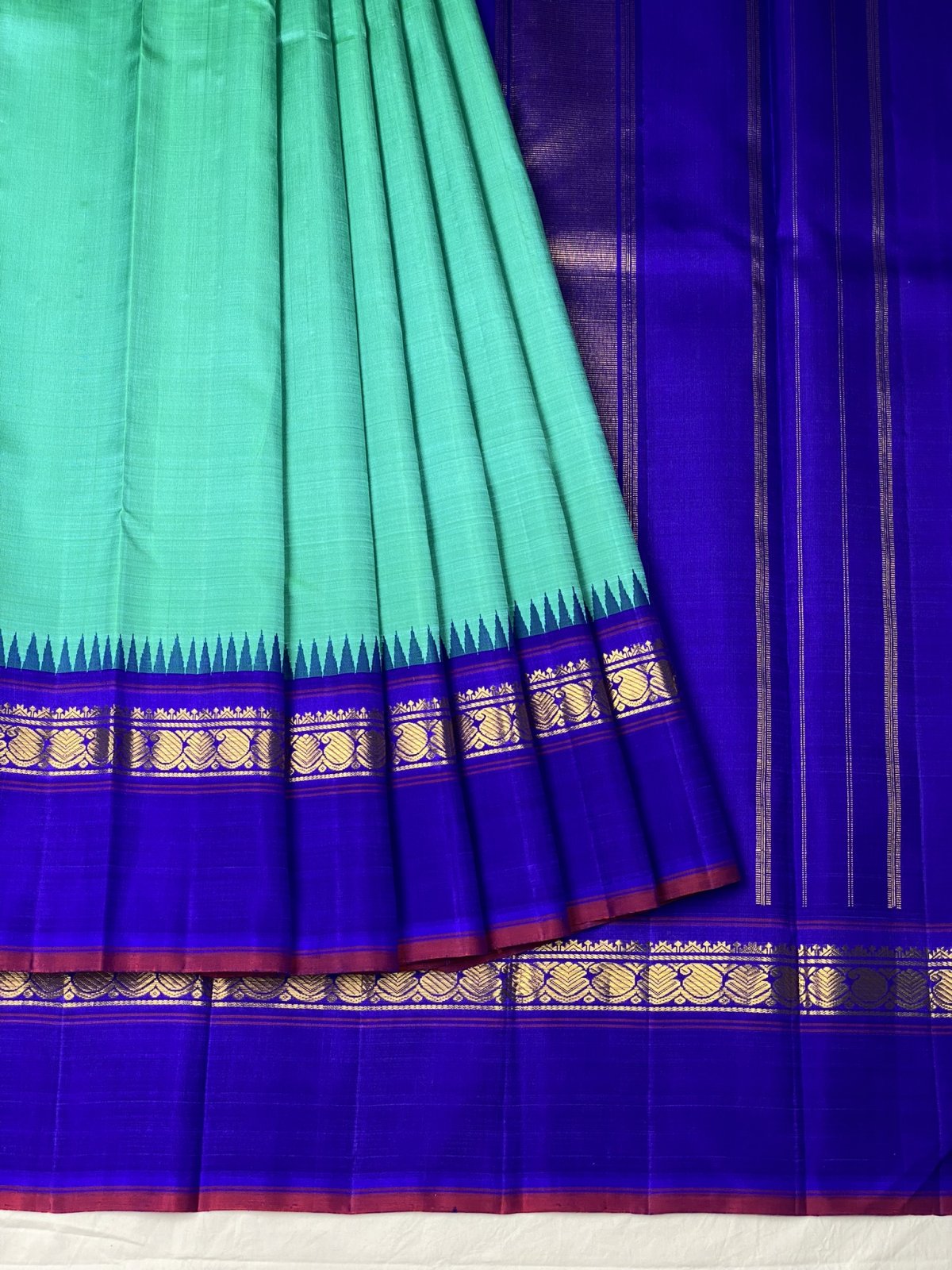 Turquoise Blue Kanjeevaram Silk Saree