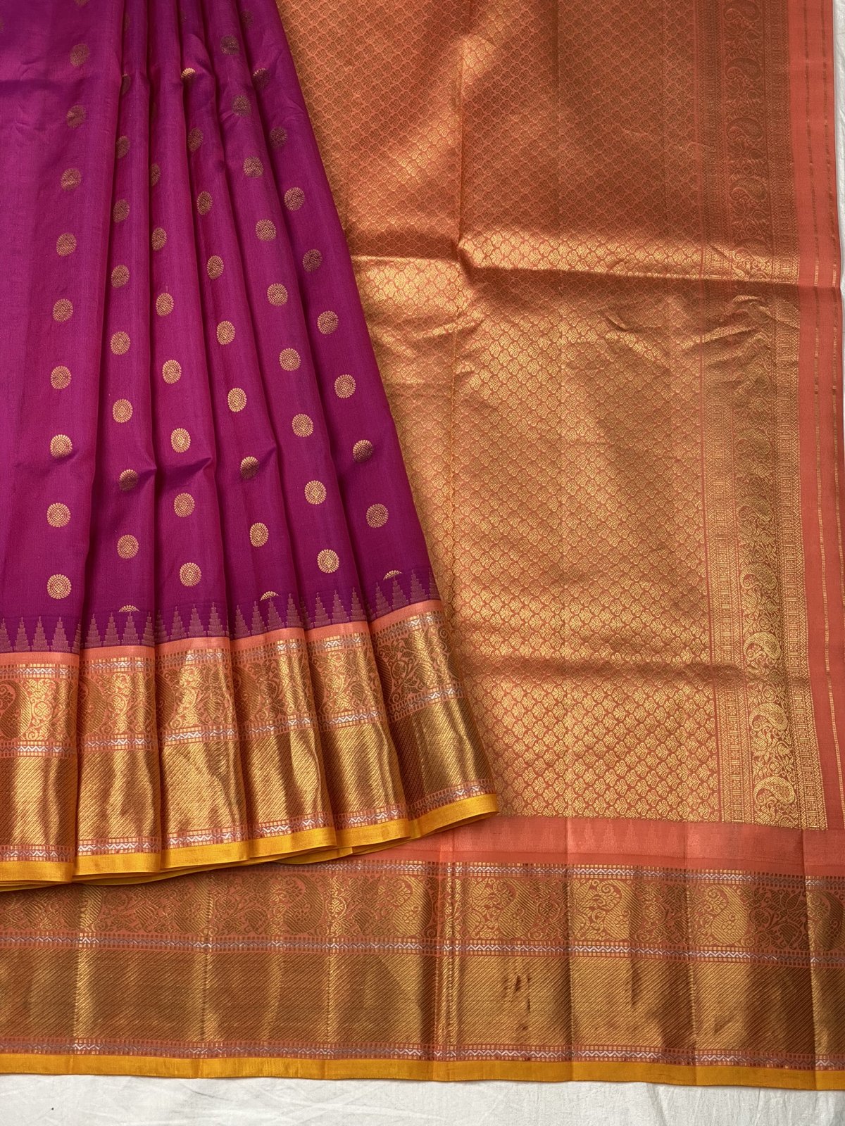 Magenta Purple Gadwal Silk Saree