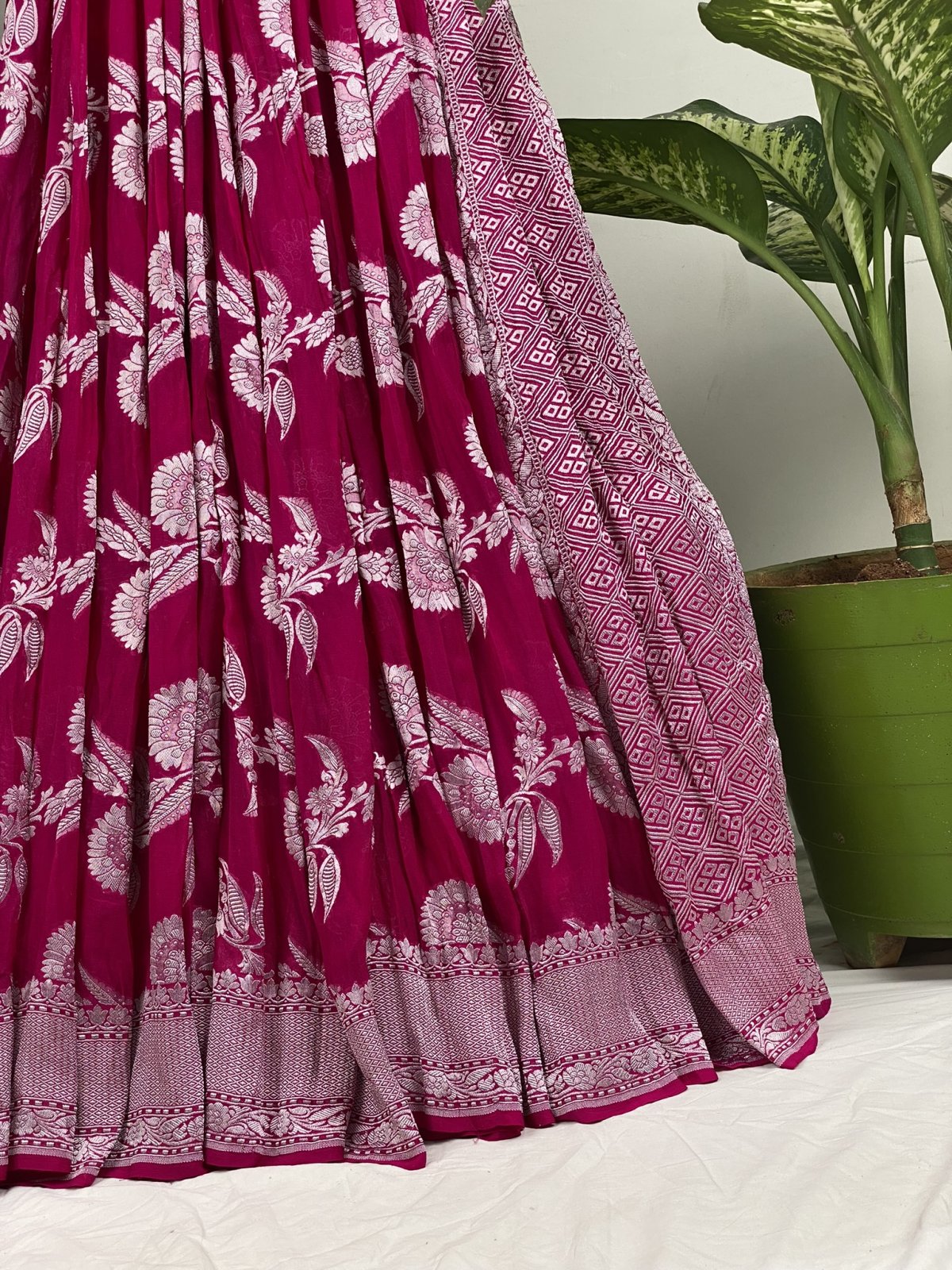  Pink Banarasi Georgette Silk Saree