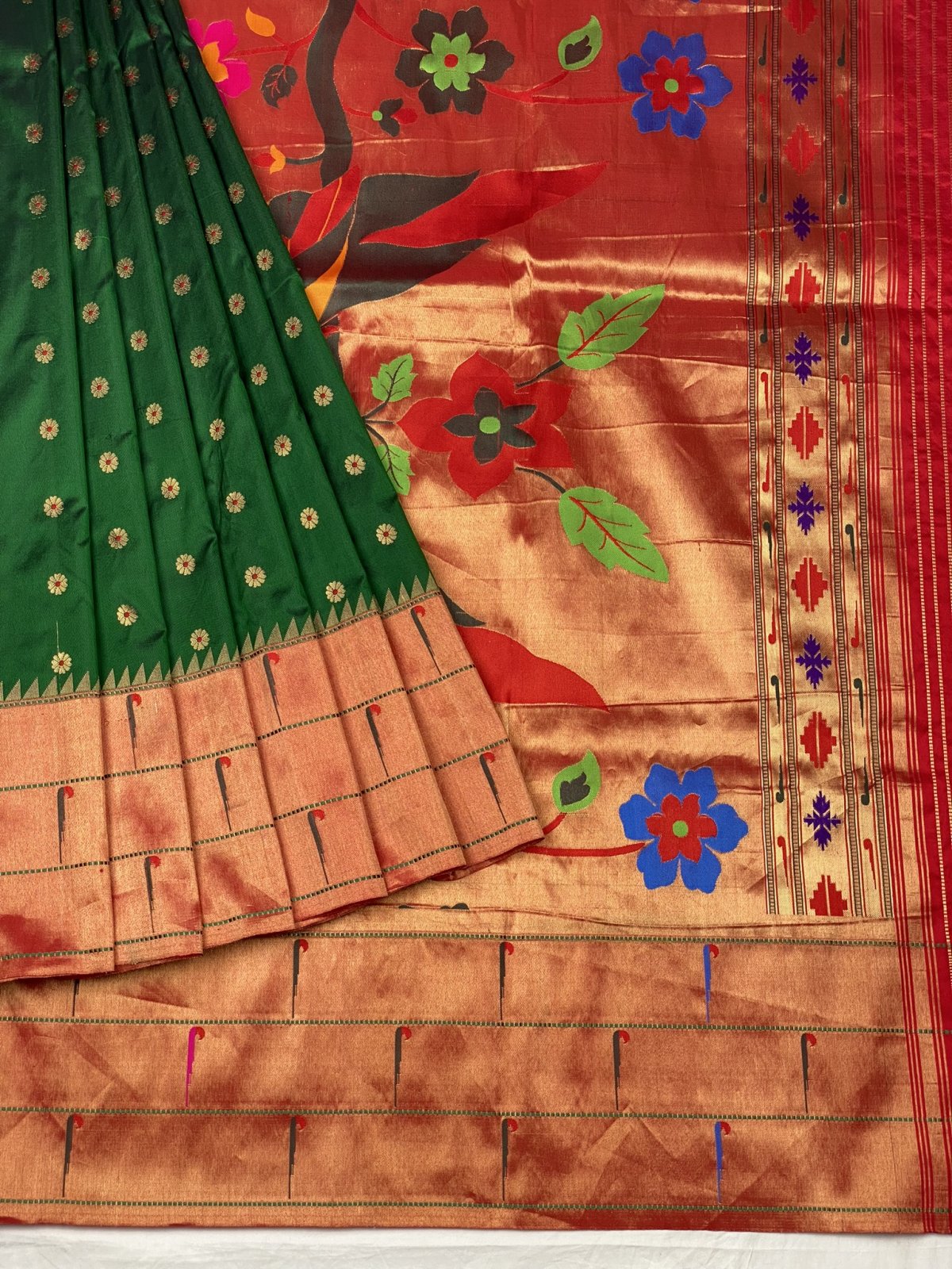 Basil Green Paithani Silk Saree