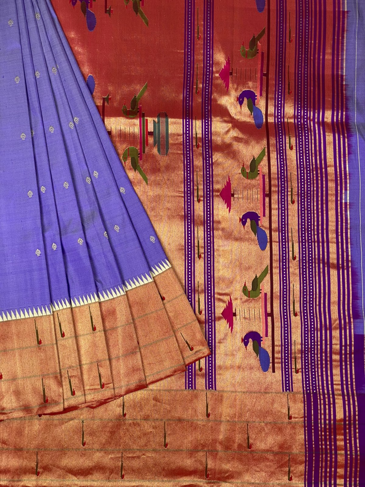  Lavender Paithani Silk Saree 