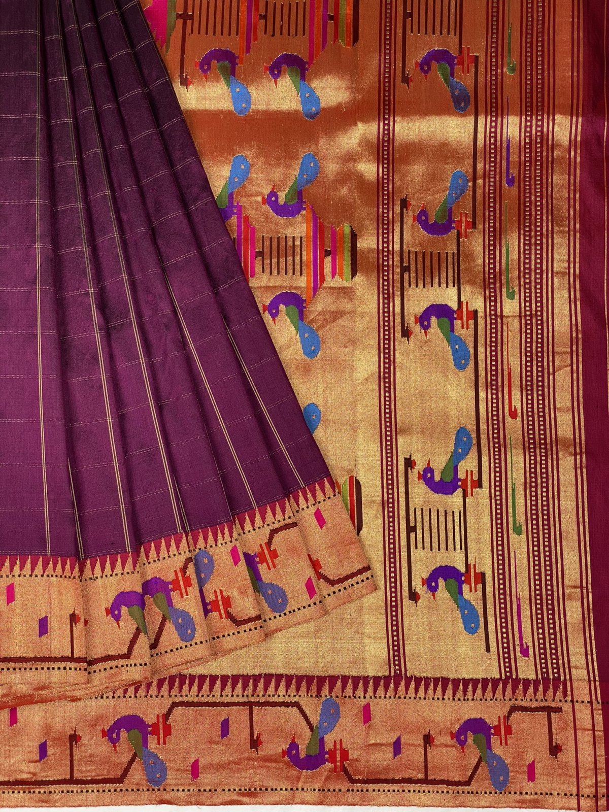 Dark Purple Paithani Silk Saree