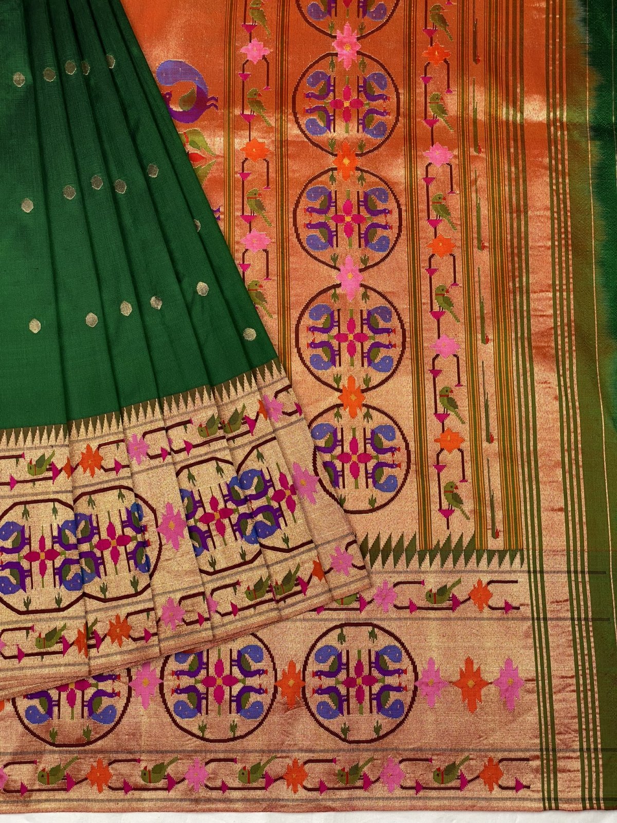 Dark Green Paithani Silk Saree