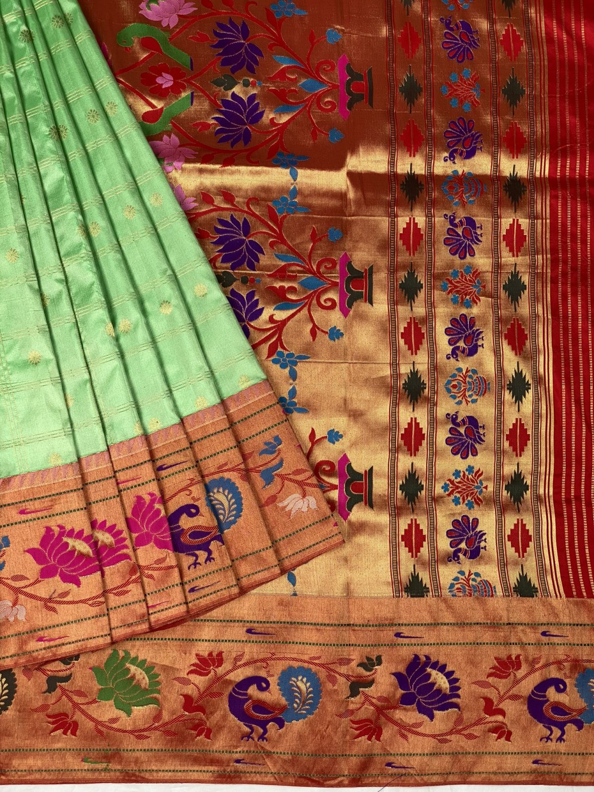 Light Green Paithani Silk Saree