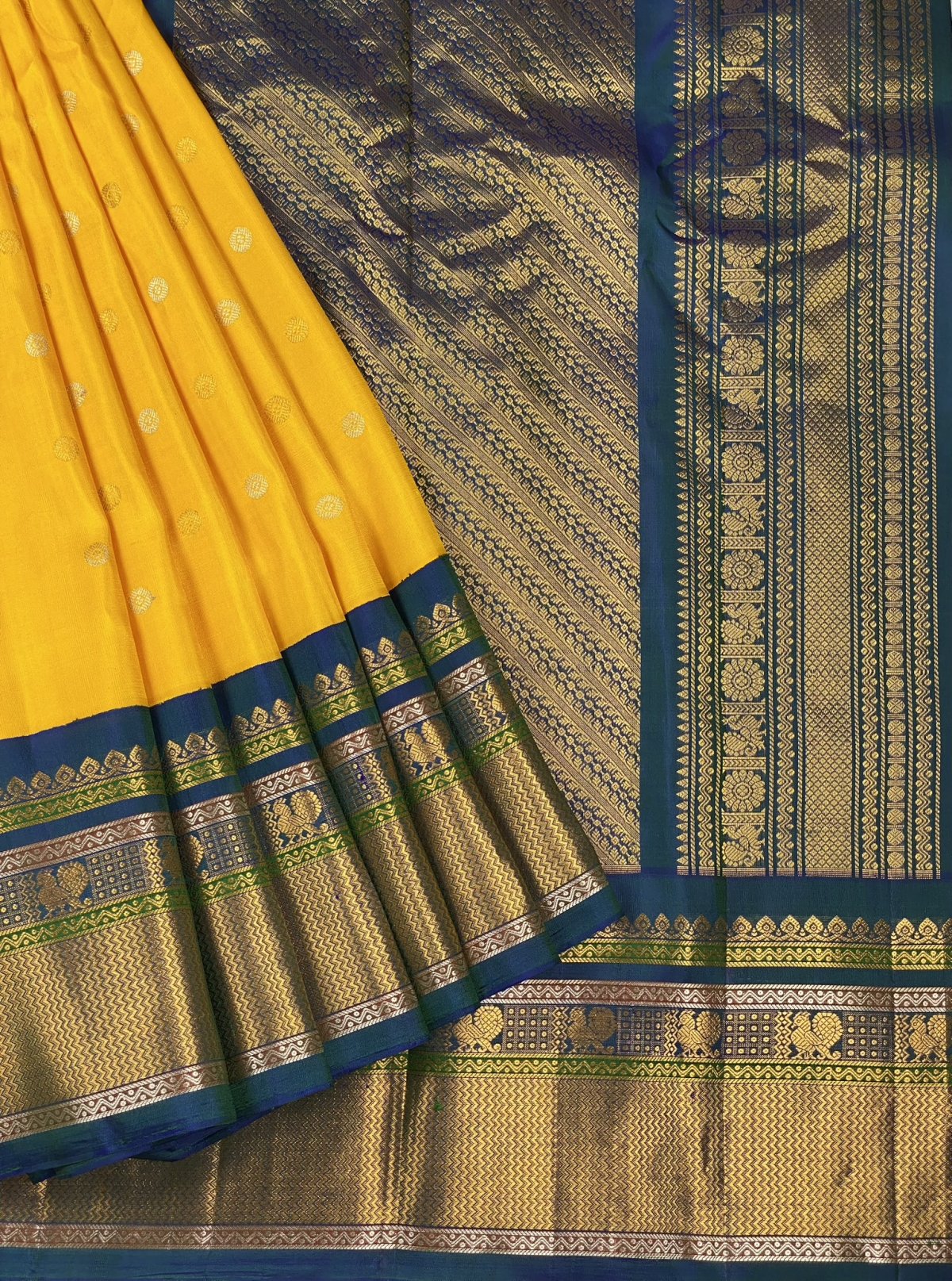 Yellow Gadwal Silk Saree 