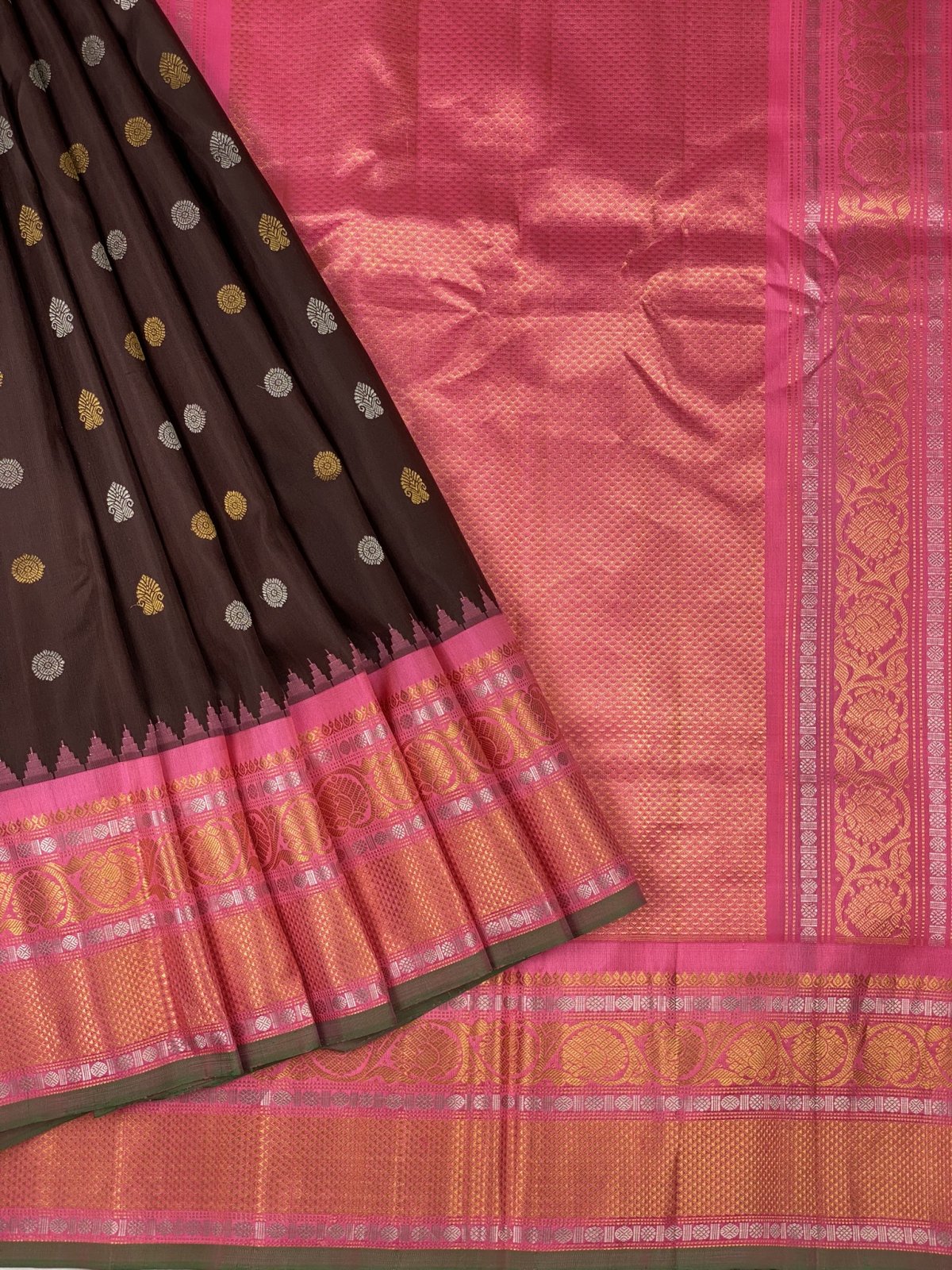 Brown Gadwal Silk Saree