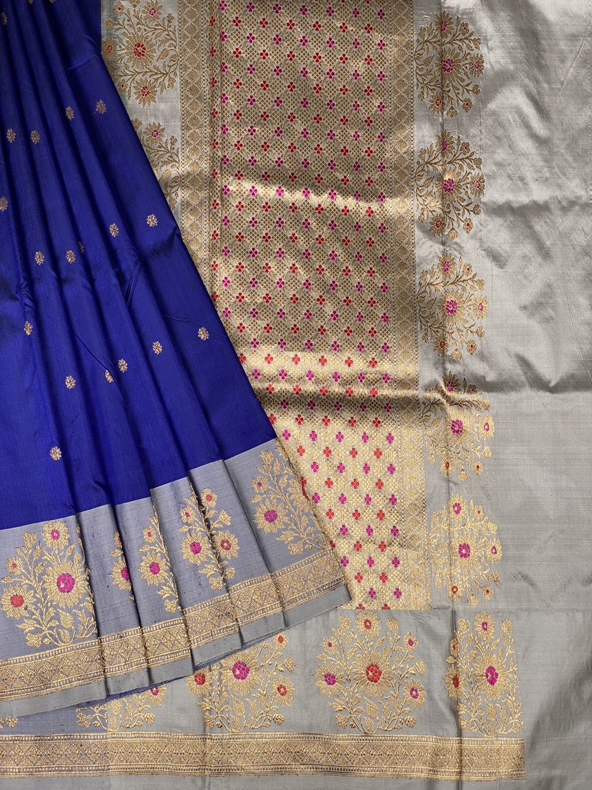 Regal Blue Khatan Banarasi Silk Saree