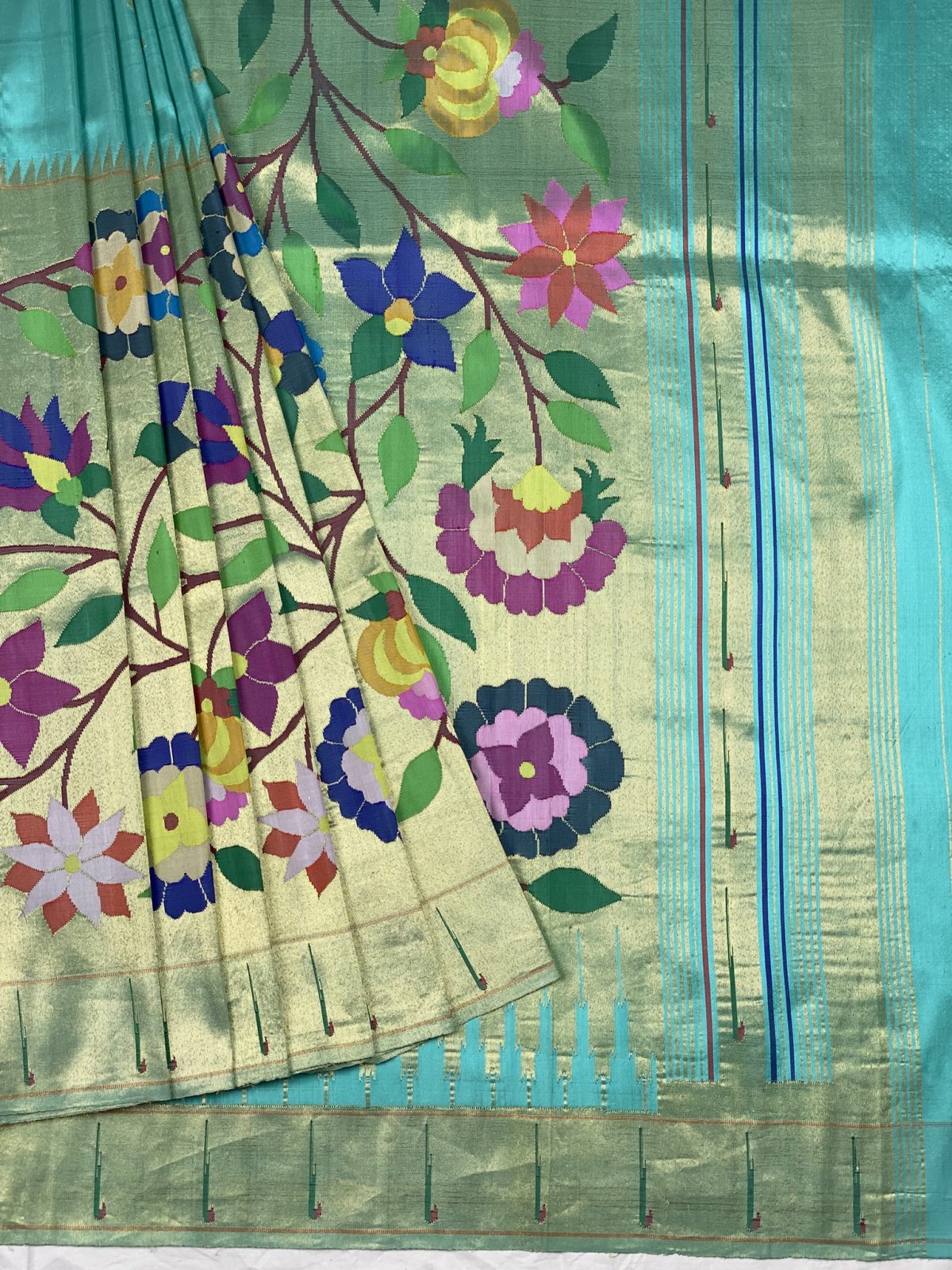 PAITHANI  BLUE SILK SAREE