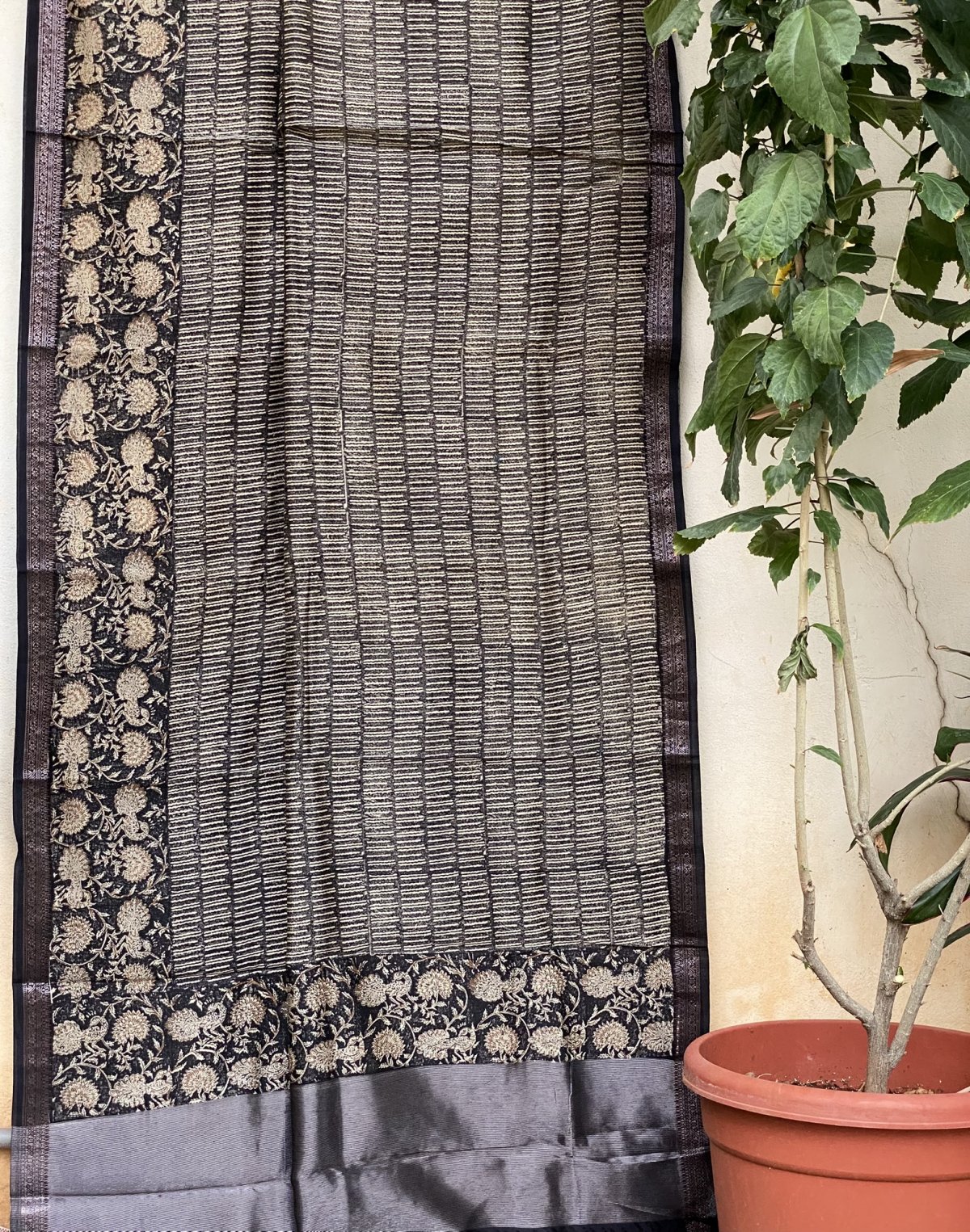 KALAMKARI SILK BLACK SAREE 