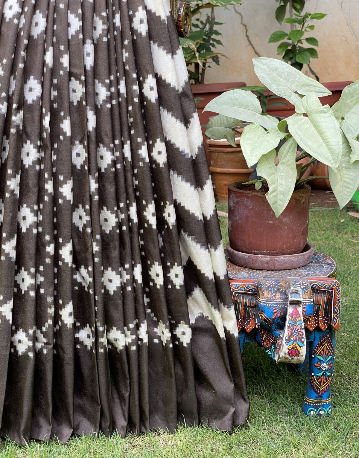 IKKAT BROWN  SILK SAREE 