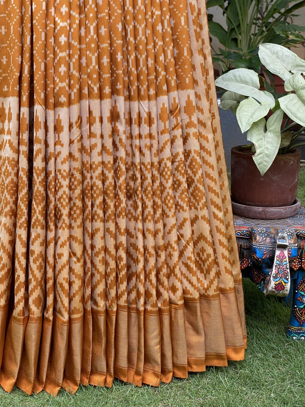 IKKAT YELLOW SILK SAREE 